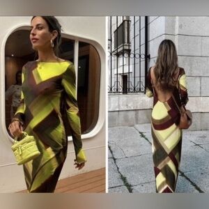 Elegant Multicolor Long Sleeve Dress